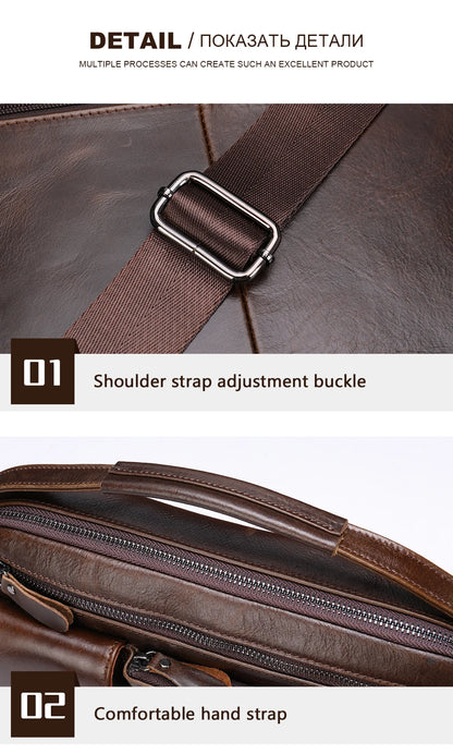 WESTAL Men's Shoulder Bag Crossbody Pack Genuine Leather Porte Document Office For Male Side Bags Briefcase Laptop 7.9 Inch