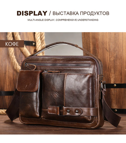 WESTAL Men's Shoulder Bag Crossbody Pack Genuine Leather Porte Document Office For Male Side Bags Briefcase Laptop 7.9 Inch