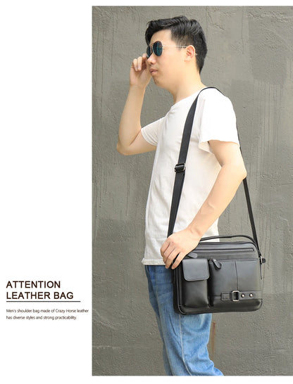 WESTAL Men's Shoulder Bag Crossbody Pack Genuine Leather Porte Document Office For Male Side Bags Briefcase Laptop 7.9 Inch