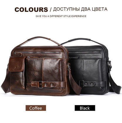 WESTAL Men's Shoulder Bag Crossbody Pack Genuine Leather Porte Document Office For Male Side Bags Briefcase Laptop 7.9 Inch