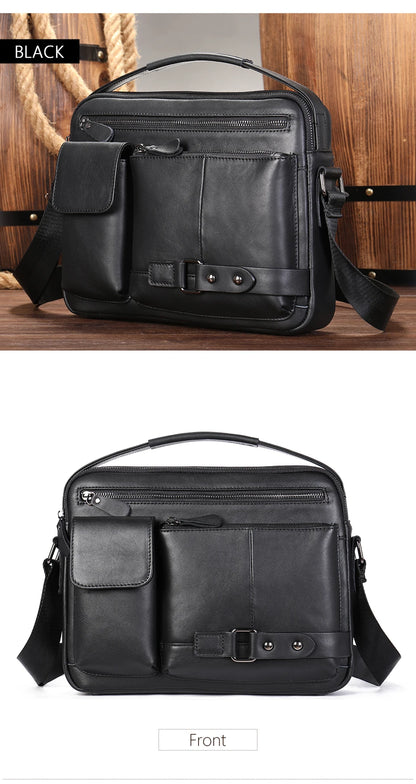 WESTAL Men's Shoulder Bag Crossbody Pack Genuine Leather Porte Document Office For Male Side Bags Briefcase Laptop 7.9 Inch